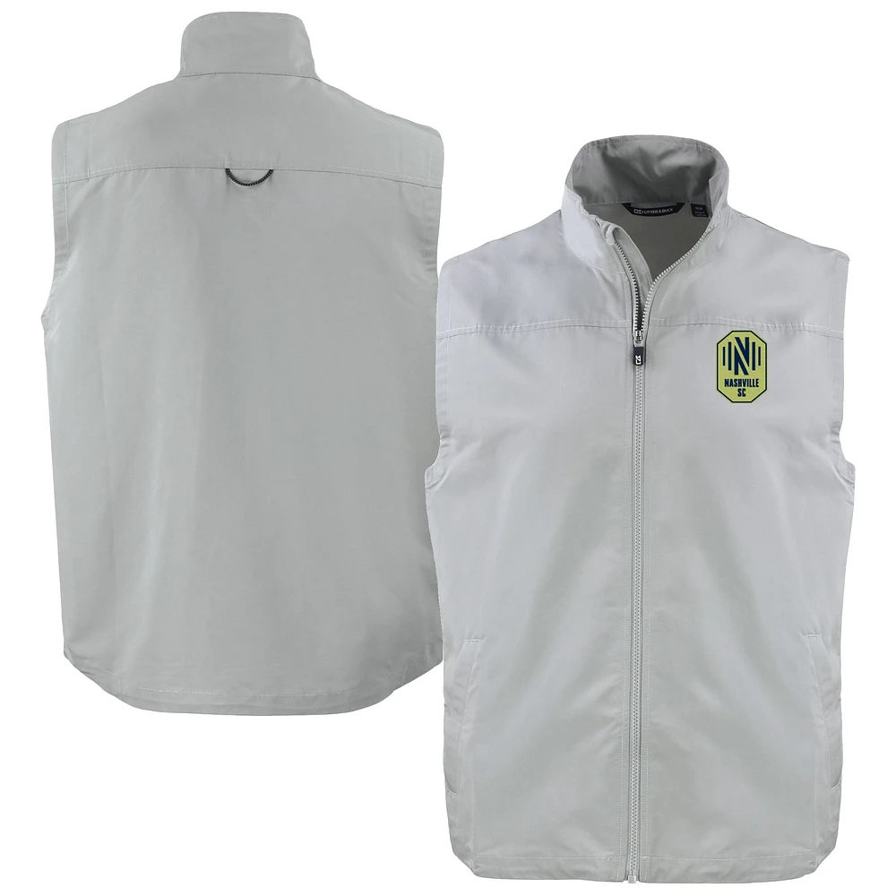 Men's Cutter & Buck Gray Nashville SC Big Tall Charter Eco Recycled Full-Zip Vest