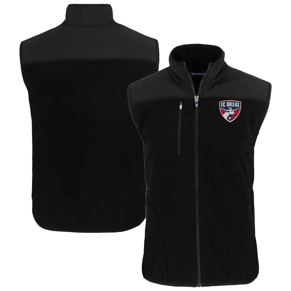 Men's Cutter & Buck Black FC Dallas Big Tall Cascade Eco Sherpa Fleece Full-Zip Vest
