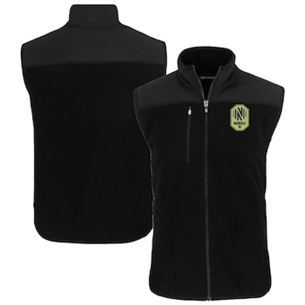 Men's Cutter & Buck Black Nashville SC Big Tall Cascade Eco Sherpa Fleece Full-Zip Vest