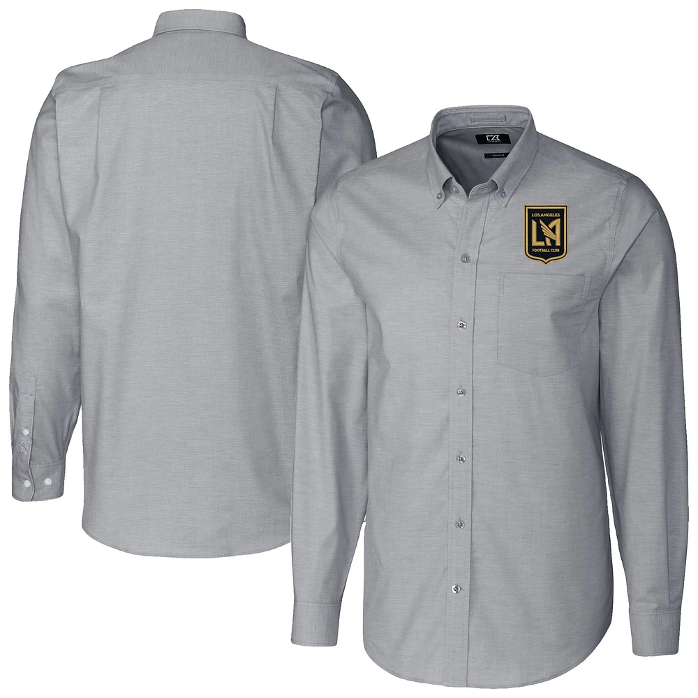 Men's Cutter & Buck Charcoal LAFC Big Tall Stretch Oxford Long Sleeve Dress Shirt