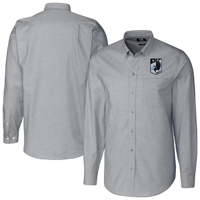 Men's Cutter & Buck Charcoal Minnesota United FC Big Tall Stretch Oxford Long Sleeve Dress Shirt