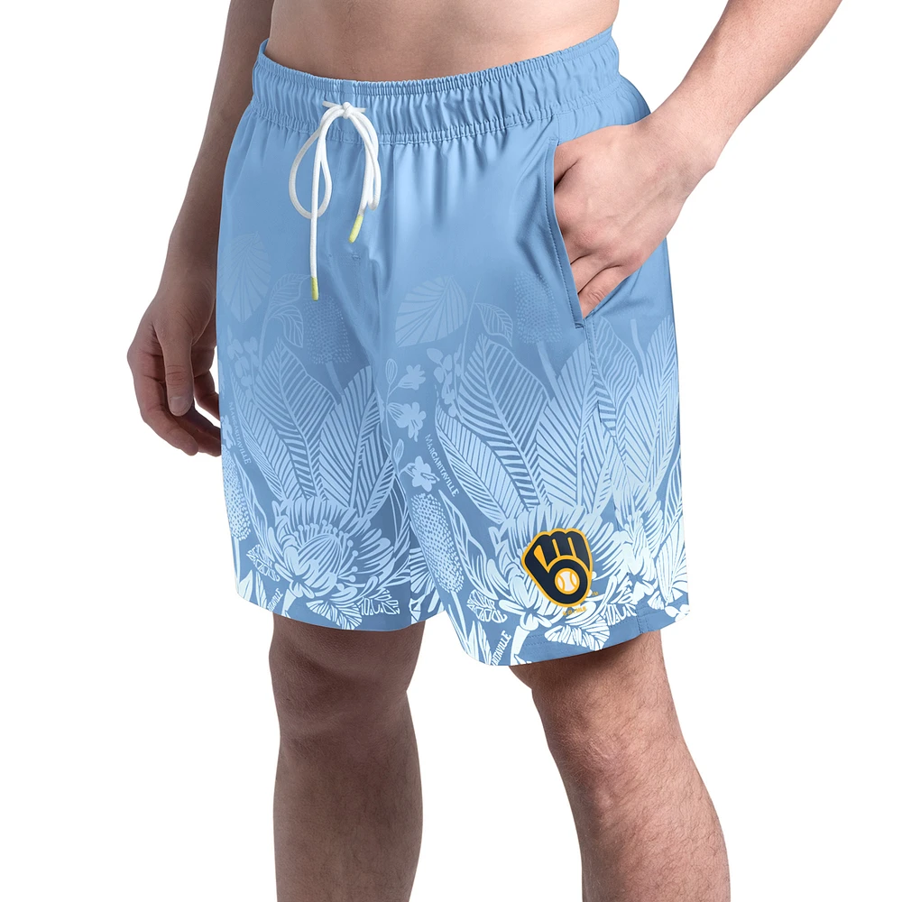 Men's Margaritaville Blue Milwaukee Brewers Lagoon Fiesta Swim Shorts