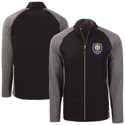 Men's Cutter & Buck Heather Black Orlando City SC Adapt Eco Knit Hybrid Recycled Full-Zip Jacket