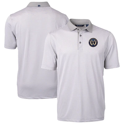 Men's Cutter & Buck Gray Philadelphia Union Virtue Eco Pique Micro Stripe Recycled Polo