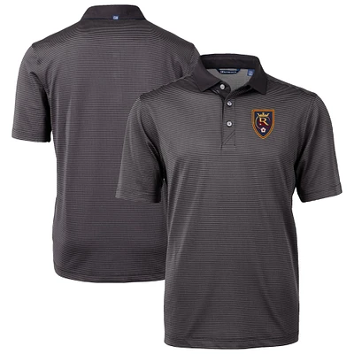 Men's Cutter & Buck Black Real Salt Lake Big Tall Virtue Eco Pique Micro Stripe Recycled Polo