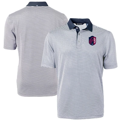 Men's Cutter & Buck Navy St. Louis City SC Big Tall Virtue Eco Pique Micro Stripe Recycled Polo