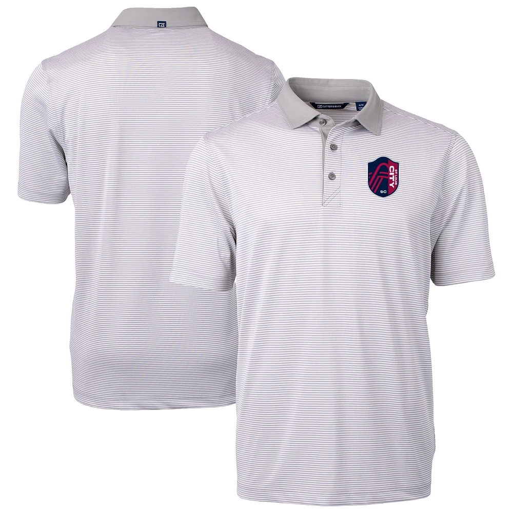 Men's Cutter & Buck Gray St. Louis City SC Virtue Eco Pique Micro Stripe Recycled Polo