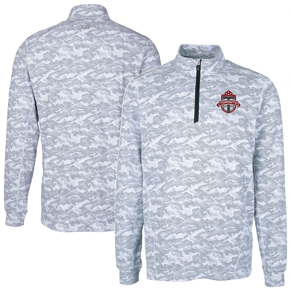 Men's Cutter & Buck Charcoal Toronto FC Big Tall Traverse Stretch Eco Camo Print Quarter-Zip Pullover Top