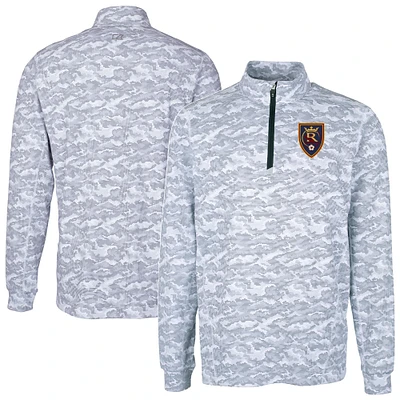 Men's Cutter & Buck Charcoal Real Salt Lake Big Tall Traverse Stretch Eco Camo Print Quarter-Zip Pullover Top