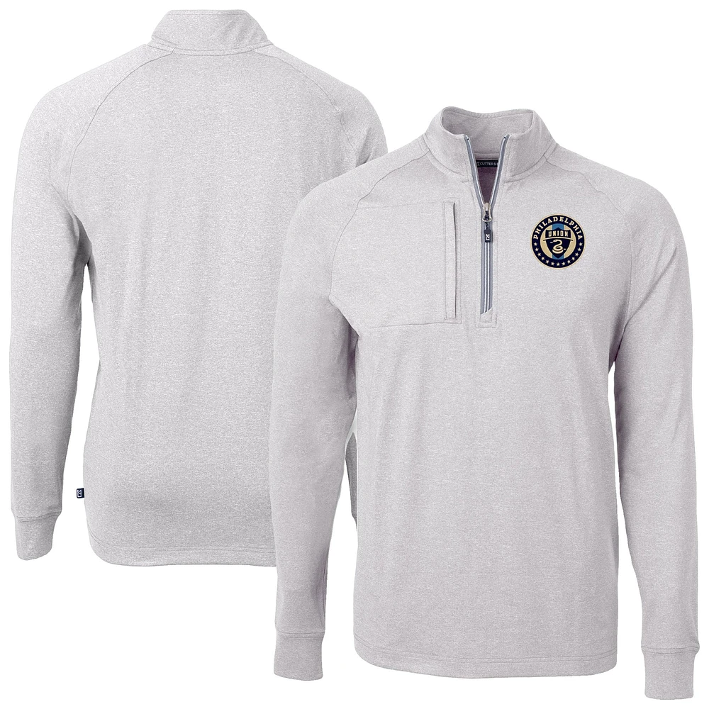 Men's Cutter & Buck Heather Gray Philadelphia Union Big Tall Adapt Eco Knit Quarter-Zip Top