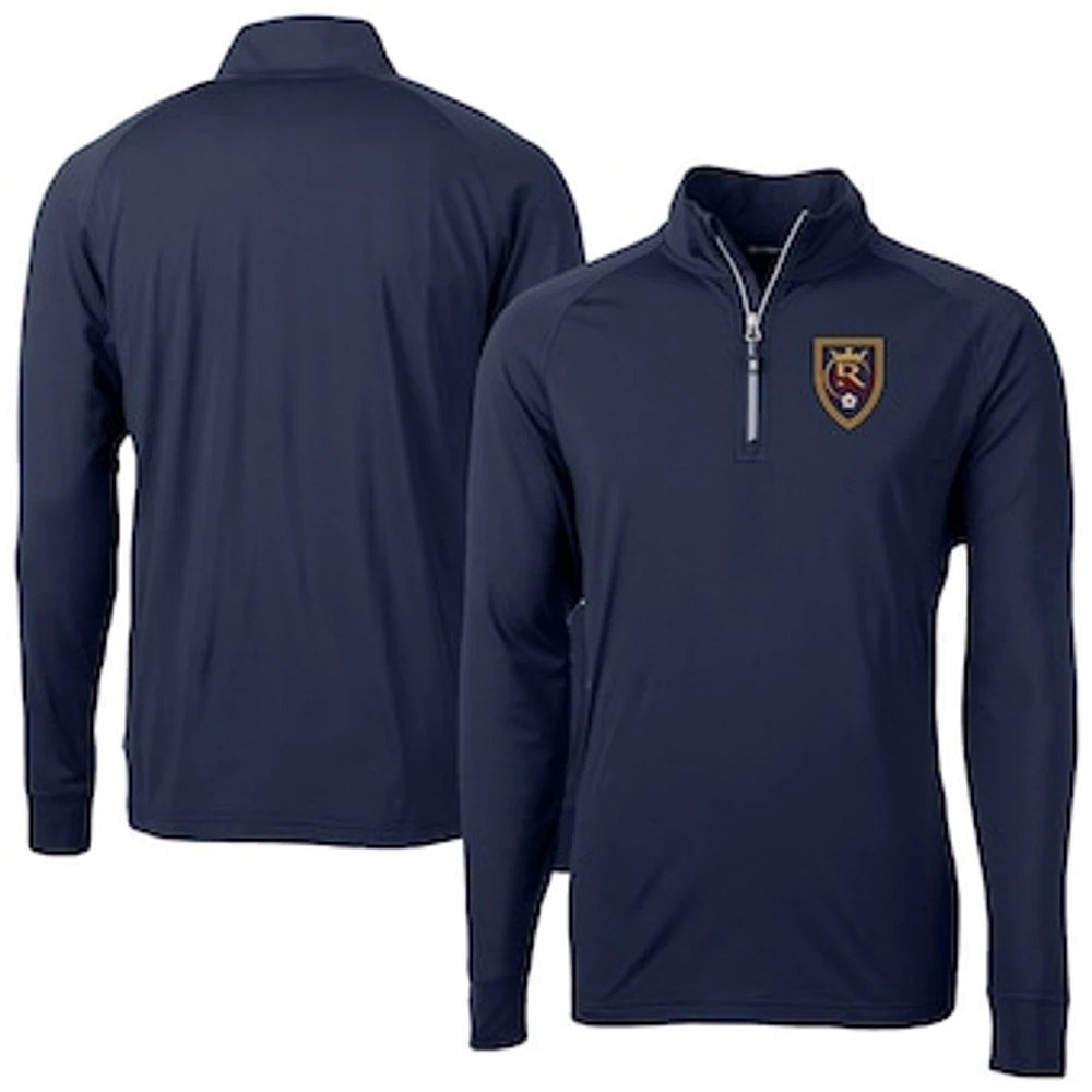 Men's Cutter & Buck Navy Real Salt Lake Big Tall Adapt Eco Knit Stretch Recycled Quarter-Zip Pullover