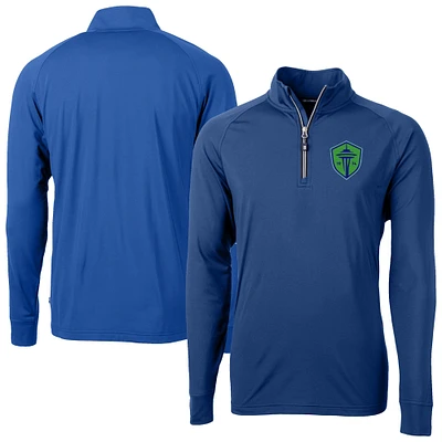 Men's Cutter & Buck Seattle Sounders FC Big Tall Adapt Eco Knit Stretch Recycled Quarter-Zip Pullover