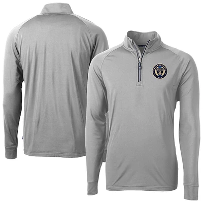 Men's Cutter & Buck Gray Philadelphia Union Big Tall Adapt Eco Knit Stretch Recycled Quarter-Zip Pullover