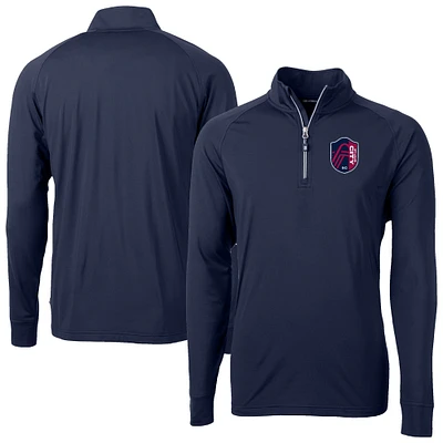 Men's Cutter & Buck Navy St. Louis City SC Big Tall Adapt Eco Knit Stretch Recycled Quarter-Zip Pullover