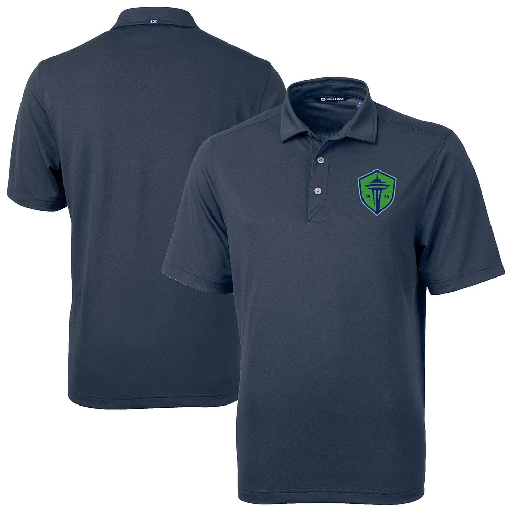 Men's Cutter & Buck Navy Seattle Sounders FC Big Tall Virtue Eco Pique Recycled Polo
