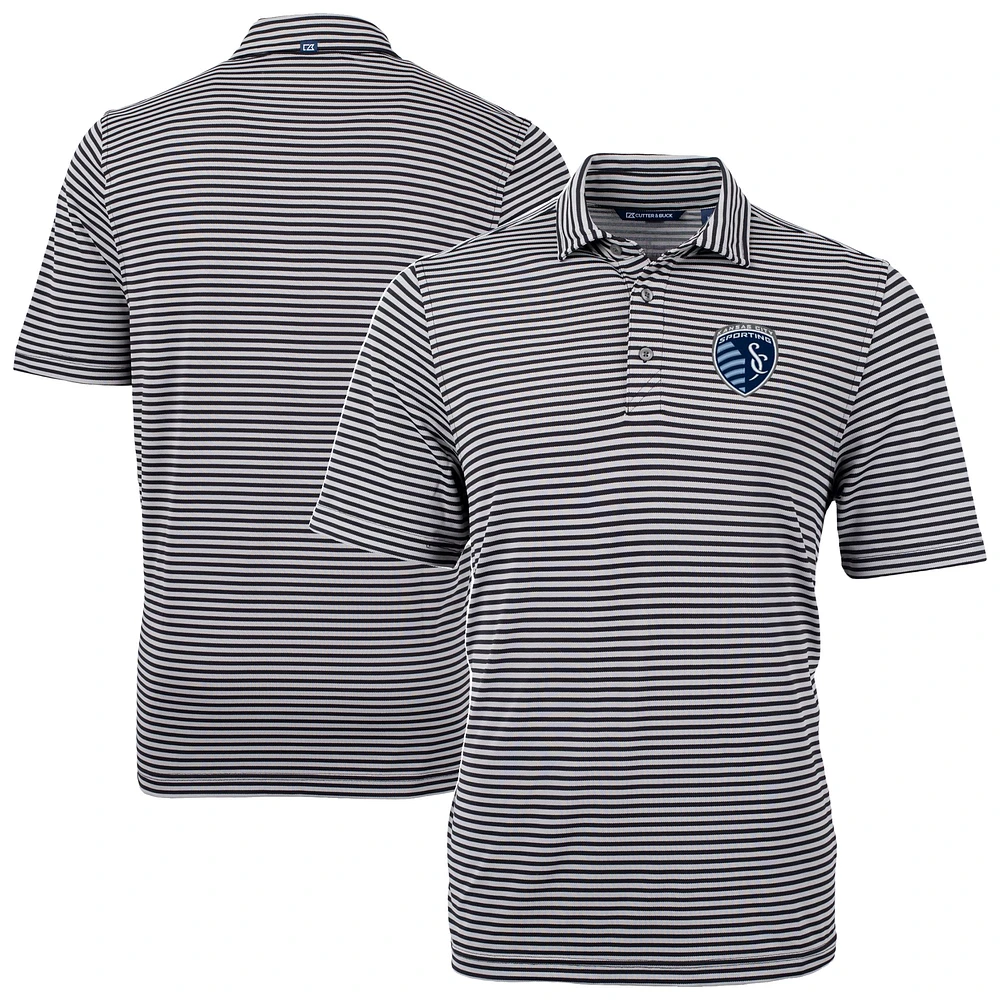 Men's Cutter & Buck Sporting Kansas City Big Tall Virtue Eco Pique Stripe Recycled Polo