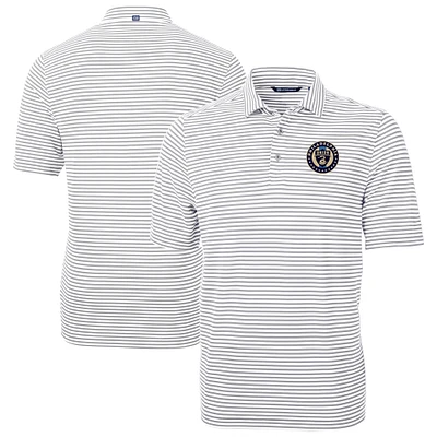 Men's Cutter & Buck Gray Philadelphia Union Big Tall Virtue Eco Pique Stripe Recycled Polo