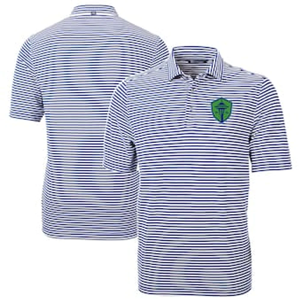 Men's Cutter & Buck Seattle Sounders FC Big Tall Virtue Eco Pique Stripe Recycled Polo