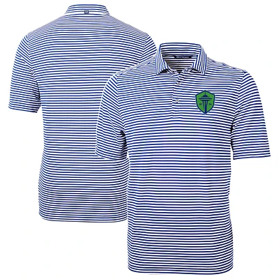 Men's Cutter & Buck Seattle Sounders FC Big Tall Virtue Eco Pique Stripe Recycled Polo