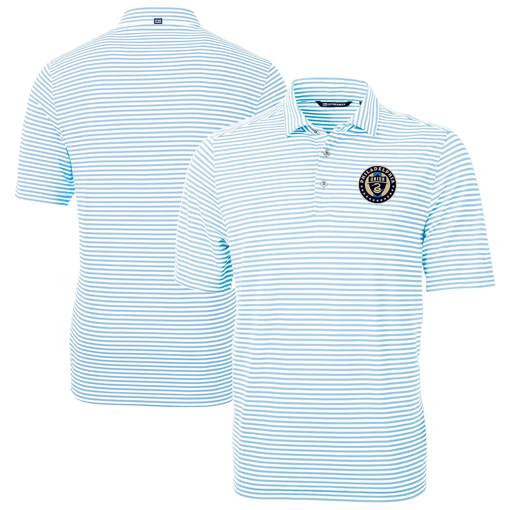 Men's Cutter & Buck Powder Blue Philadelphia Union Big Tall Virtue Eco Pique Stripe Recycled Polo