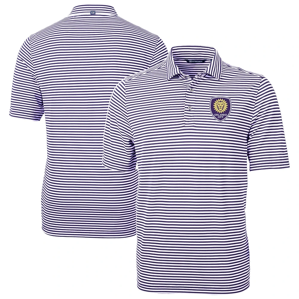 Men's Cutter & Buck Orlando City SC Big Tall Virtue Eco Pique Stripe Recycled Polo