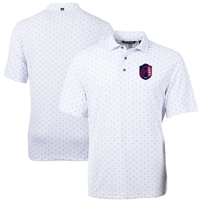 Men's Cutter & Buck White St. Louis City SC Big Tall Virtue Eco Pique Tile Print Recycled Polo