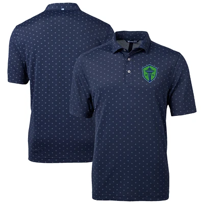 Men's Cutter & Buck Navy Seattle Sounders FC Big Tall Virtue Eco Pique Tile Print Recycled Polo