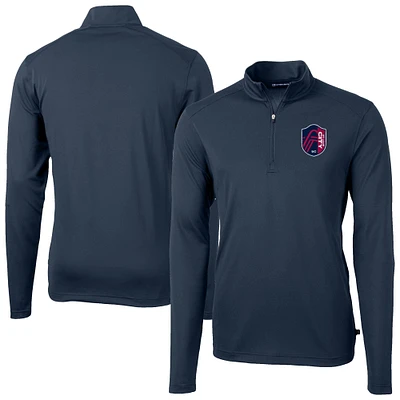Men's Cutter & Buck Navy St. Louis City SC Big Tall Virtue Eco Pique Recycled Quarter-Zip Top