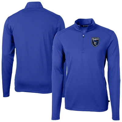Men's Cutter & Buck San Jose Earthquakes Big Tall Virtue Eco Pique Recycled Quarter-Zip Top