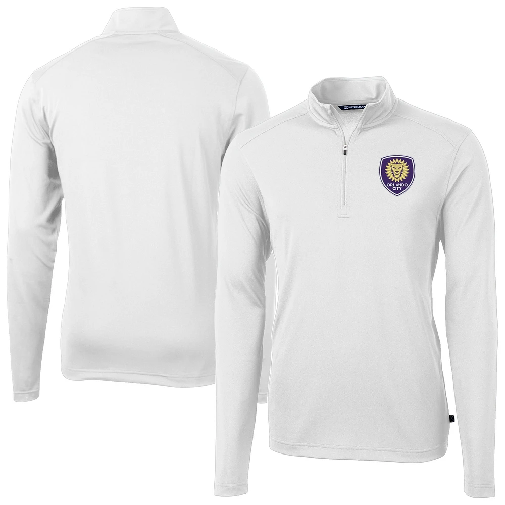 Men's Cutter & Buck White Orlando City SC Big Tall Virtue Eco Pique Recycled Quarter-Zip Top