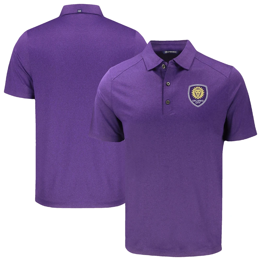 Men's Cutter & Buck Heather Orlando City SC Big Tall Forge Eco Stretch Recycled Polo