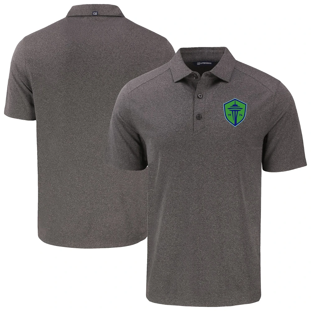 Men's Cutter & Buck Heather Black Seattle Sounders FC Big Tall Forge Eco Stretch Recycled Polo