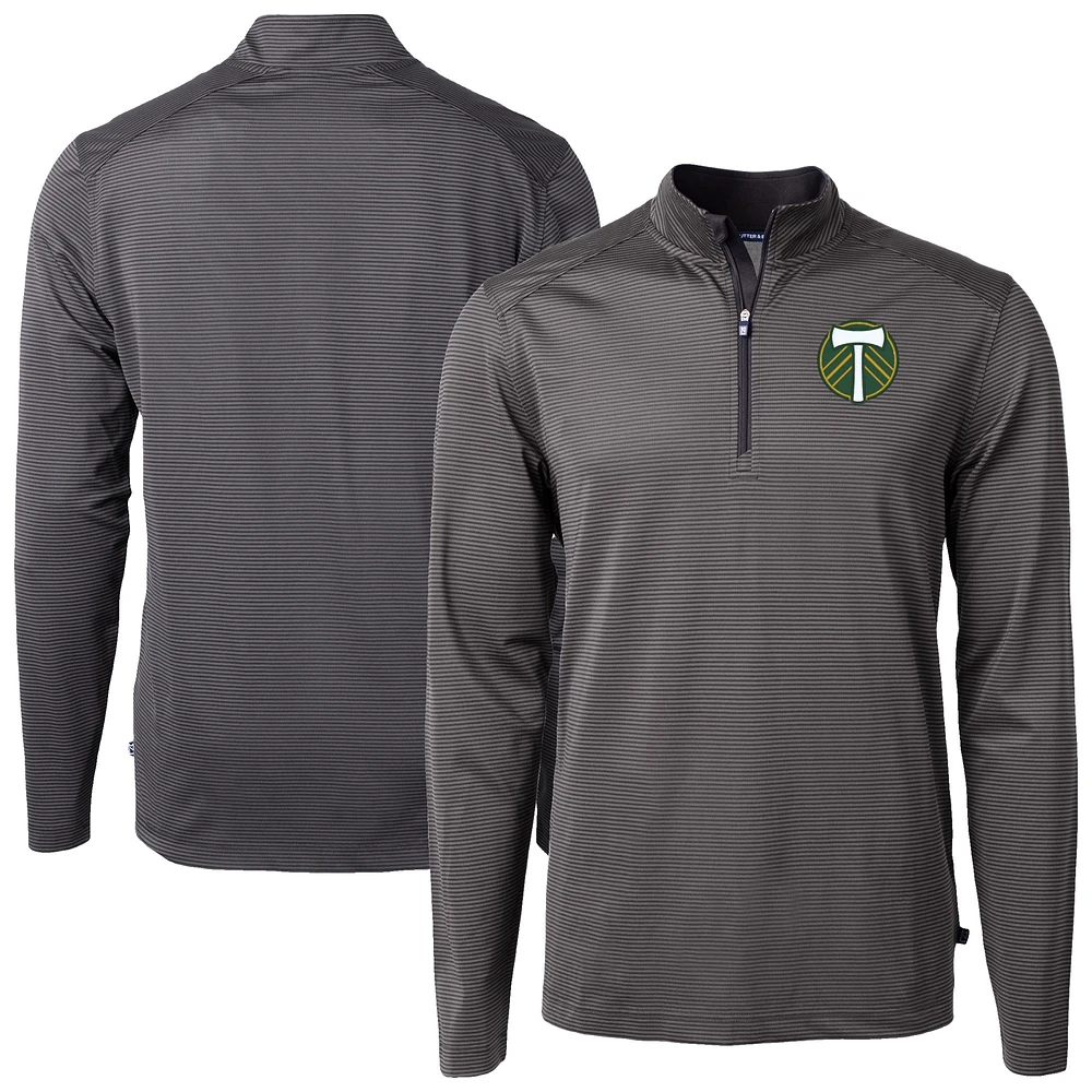 Men's Cutter & Buck Portland Timbers Big Tall Virtue Eco Pique Micro Stripe Recycled Quarter-Zip