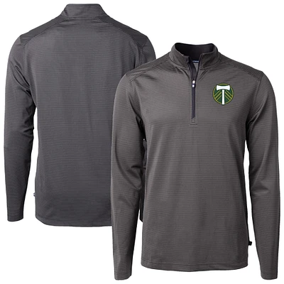 Men's Cutter & Buck Portland Timbers Big Tall Virtue Eco Pique Micro Stripe Recycled Quarter-Zip