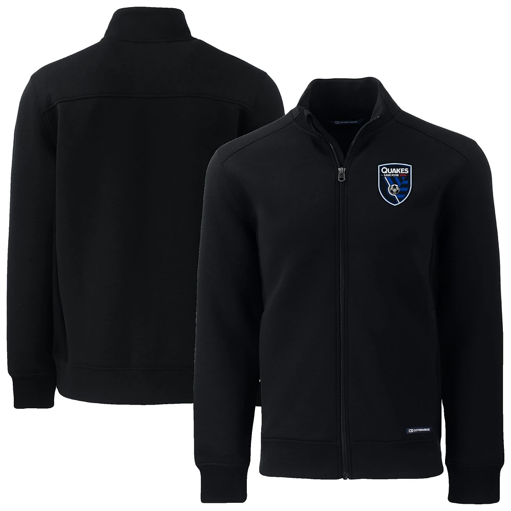 Men's Cutter & Buck Black San Jose Earthquakes Big Tall Roam Eco Tri-Blend Recycled Full-Zip Jacket