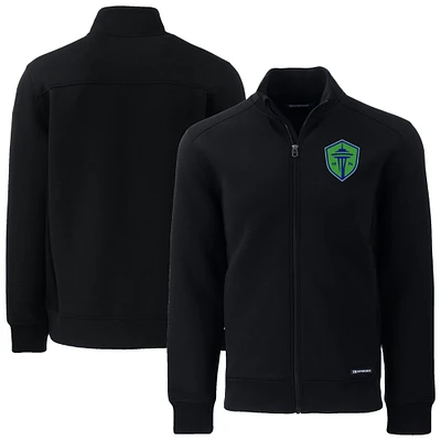 Men's Cutter & Buck Black Seattle Sounders FC Big Tall Roam Eco Tri-Blend Recycled Full-Zip Jacket