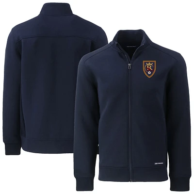 Men's Cutter & Buck Navy Real Salt Lake Big Tall Roam Eco Tri-Blend Recycled Full-Zip Jacket
