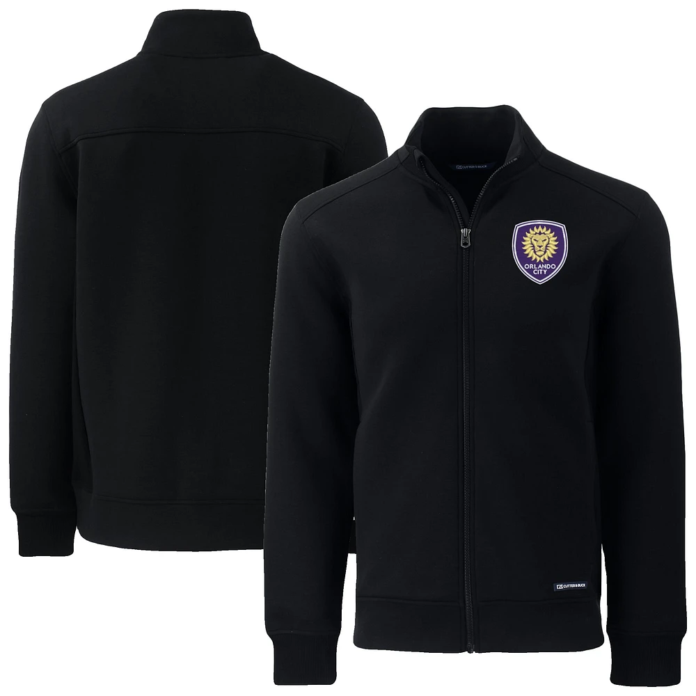 Men's Cutter & Buck Black Orlando City SC Big Tall Roam Eco Tri-Blend Recycled Full-Zip Jacket