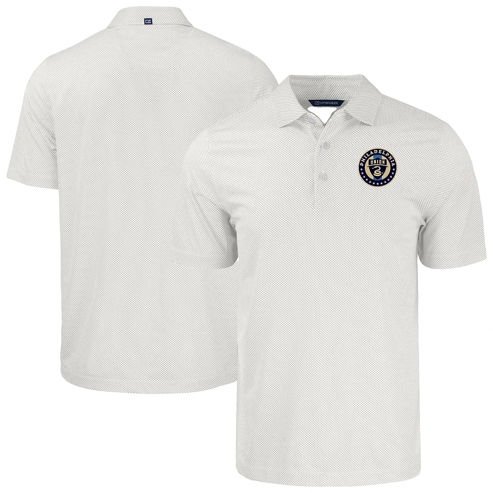 Men's Cutter & Buck White Philadelphia Union Big Tall Pike Eco Symmetry Print Stretch Recycled Polo