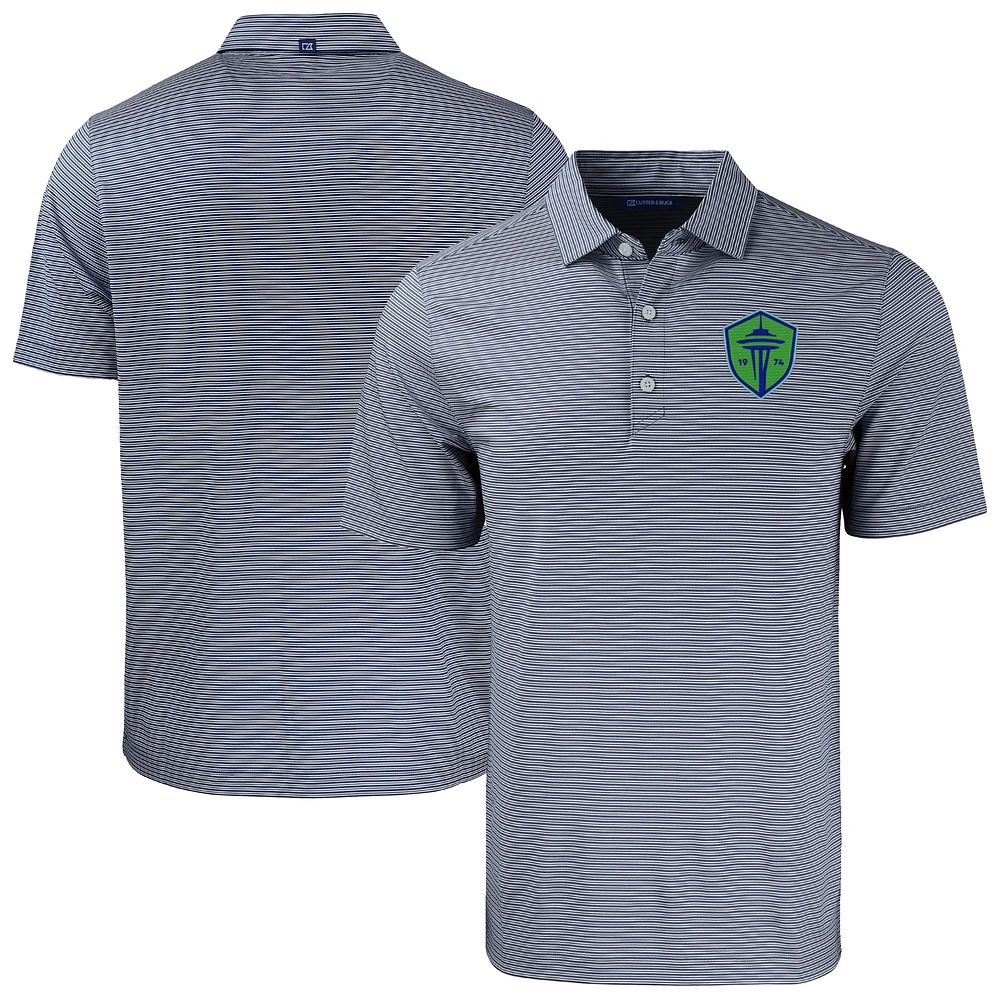 Men's Cutter & Buck Navy Seattle Sounders FC Big Tall Forge Eco Double Stripe Stretch Recycled Polo