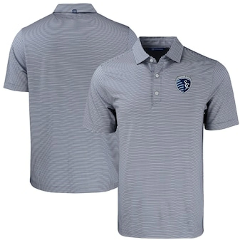 Men's Cutter & Buck Navy Sporting Kansas City Big Tall Forge Eco Double Stripe Stretch Recycled Polo