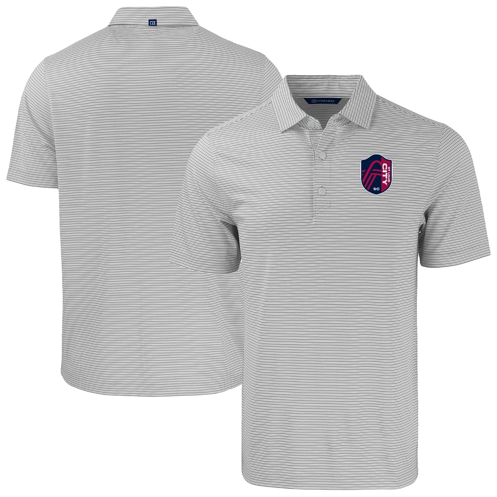 Men's Cutter & Buck Gray St. Louis City SC Big Tall Forge Eco Double Stripe Stretch Recycled Polo