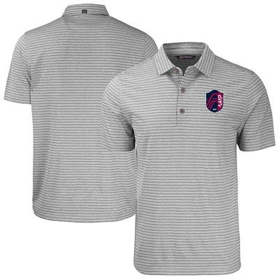Men's Cutter & Buck Heather Gray St. Louis City SC Big Tall Forge Eco Stripe Stretch Recycled Polo