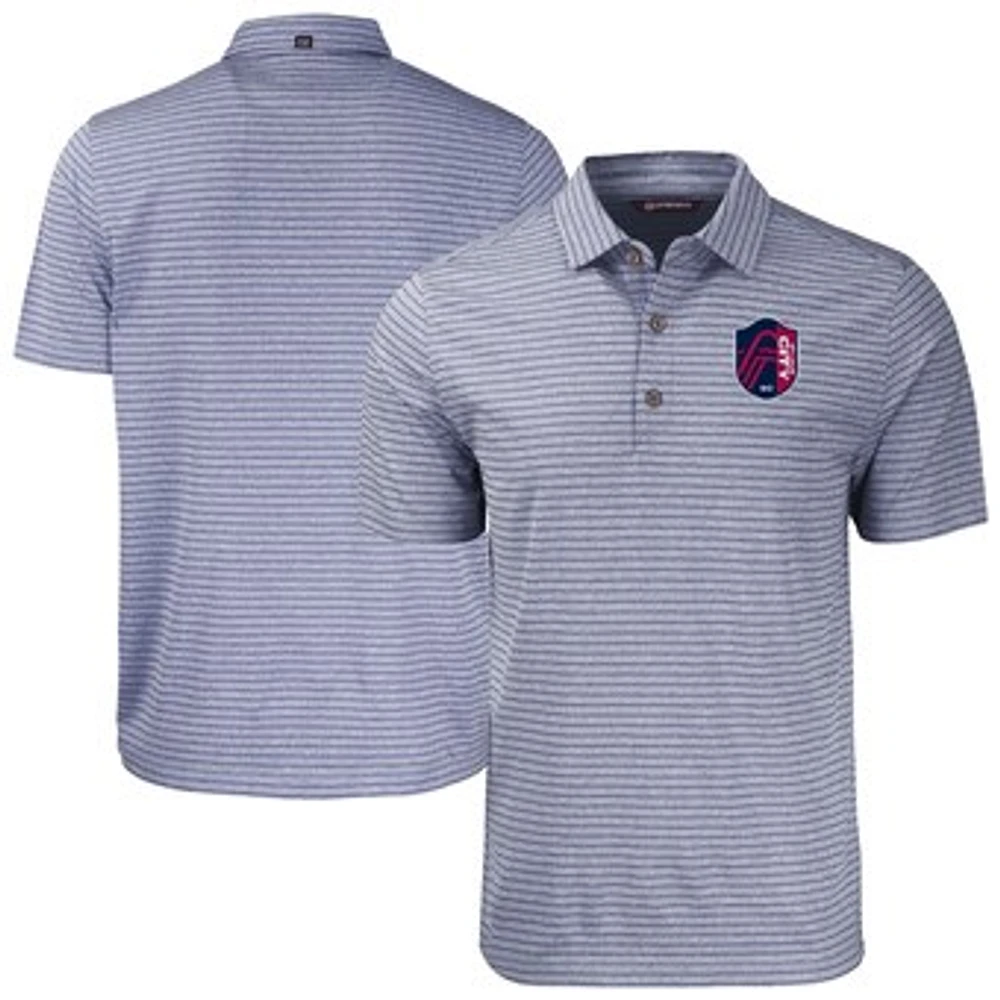 Men's Cutter & Buck Heather Navy St. Louis City SC Big Tall Forge Eco Stripe Stretch Recycled Polo