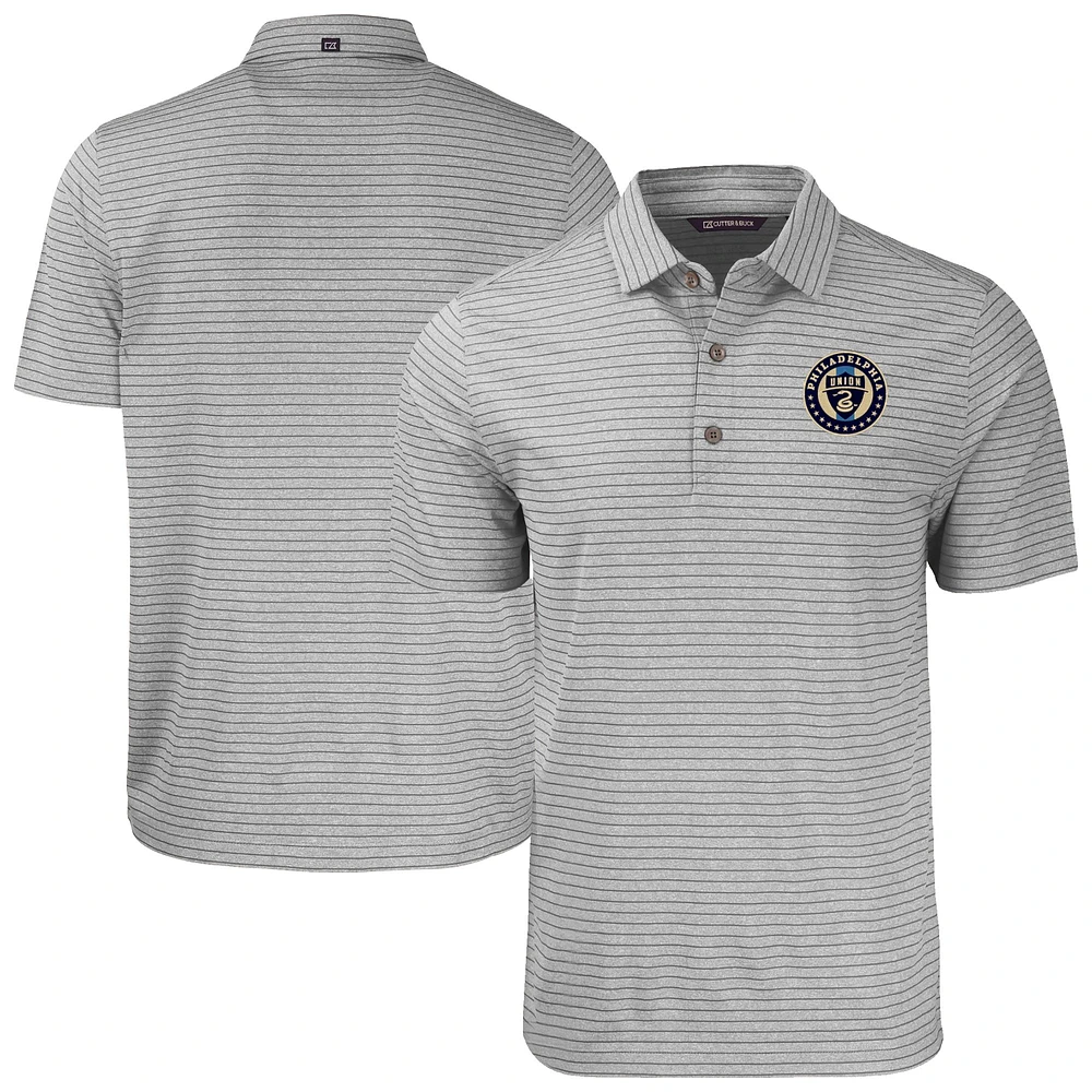 Men's Cutter & Buck Heather Gray Philadelphia Union Big Tall Forge Eco Stripe Stretch Recycled Polo