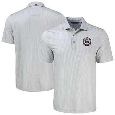Men's Cutter & Buck Gray Philadelphia Union Big Tall Pike Eco Shadow Check Print Recycled Polo