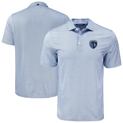 Men's Cutter & Buck Navy Sporting Kansas City Big Tall Pike Eco Diamond Dot Print Recycled Polo