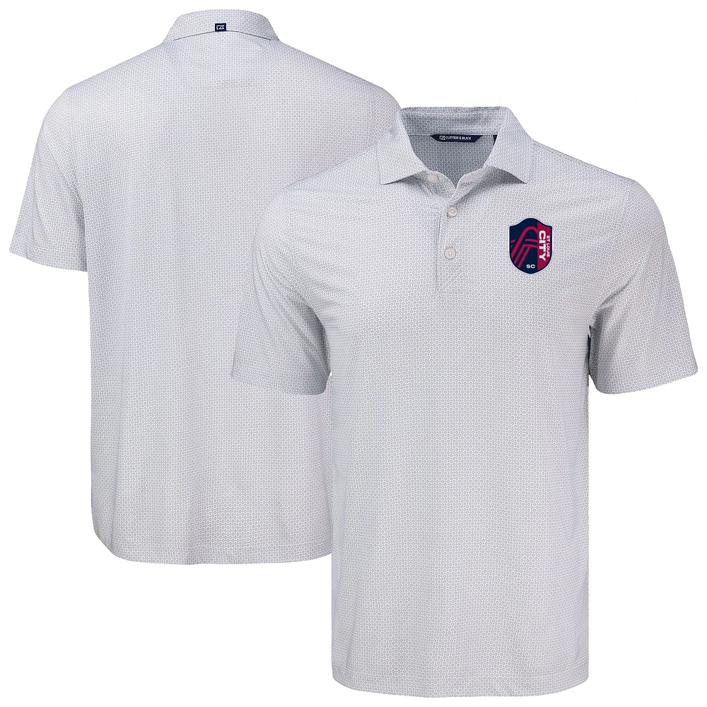 Men's Cutter & Buck Gray St. Louis City SC Big Tall Pike Eco Diamond Dot Print Recycled Polo
