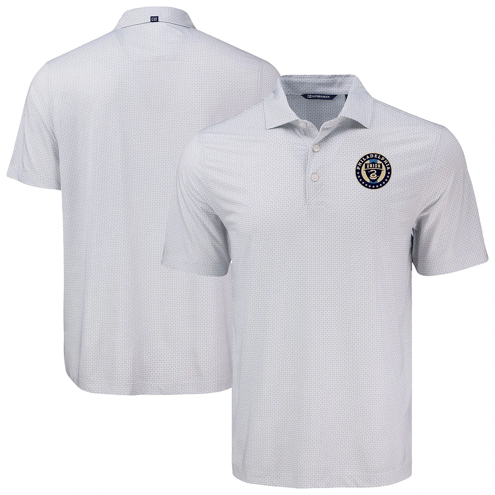 Men's Cutter & Buck Gray Philadelphia Union Big Tall Pike Eco Diamond Dot Print Recycled Polo