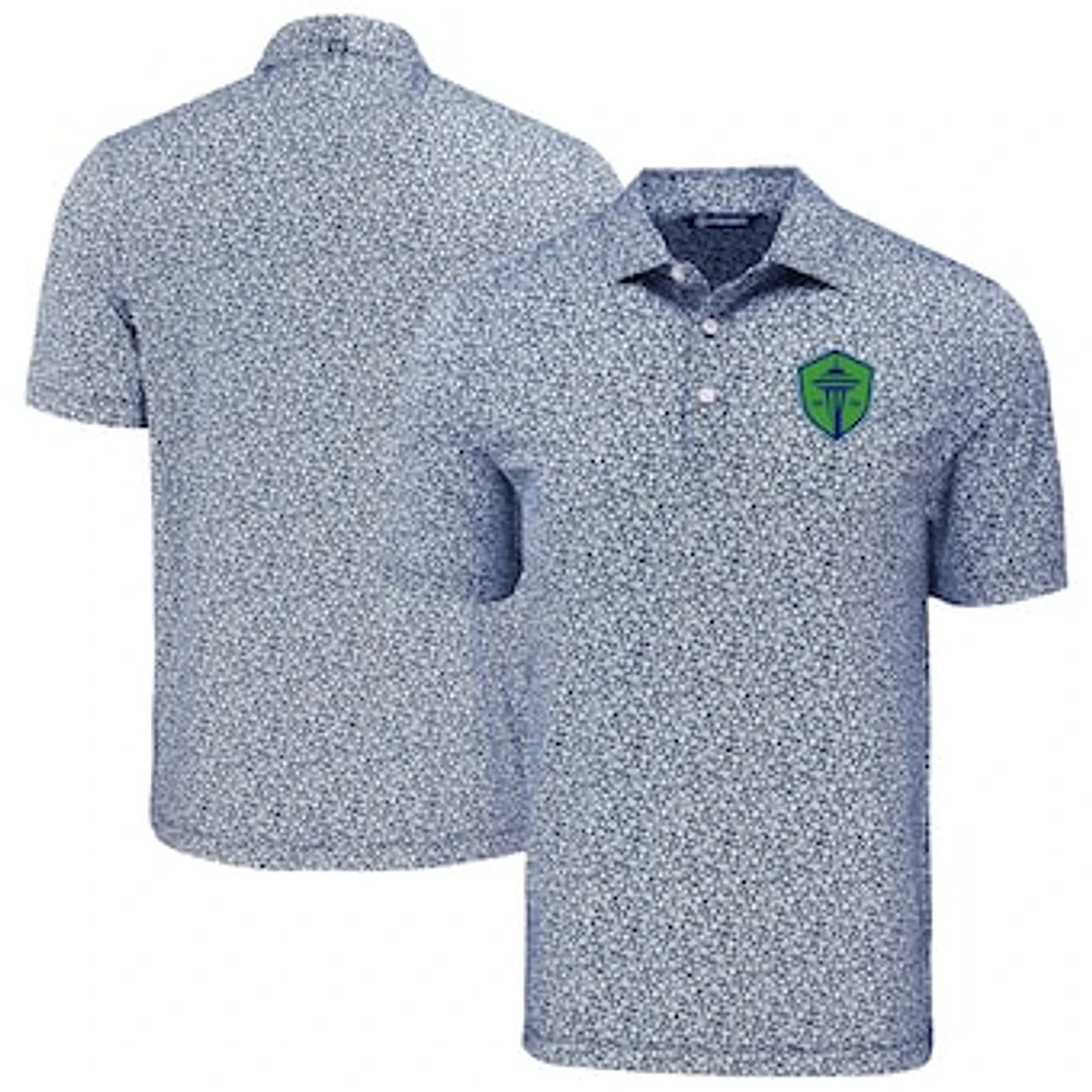 Men's Cutter & Buck Navy Seattle Sounders FC Big Tall Pike Eco Flora Print Recycled Polo